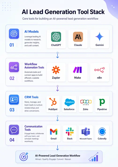 There are several tools companies can use to implement AI lead generation and follow-up workflows.